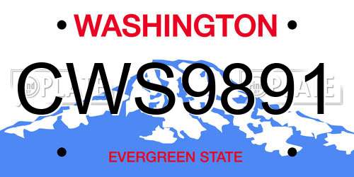CWS9891 Washington License Plate