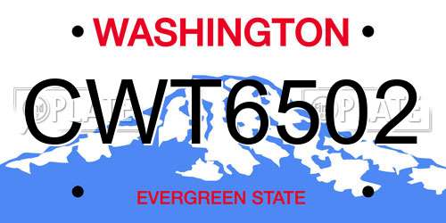 CWT6502 Washington License Plate