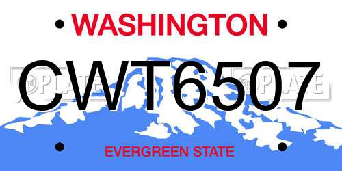 CWT6507 Washington License Plate