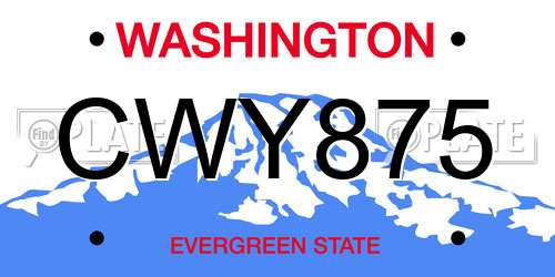 CWY875 Washington License Plate