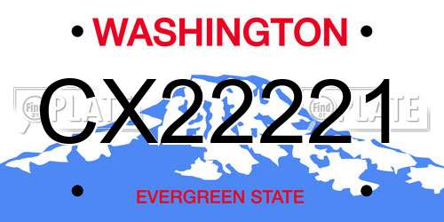 CX22221 Washington License Plate