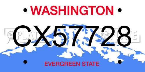 CX57728 Washington License Plate