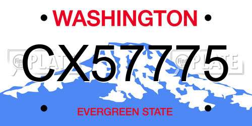 CX57775 Washington License Plate
