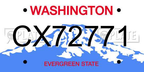 CX72771 Washington License Plate