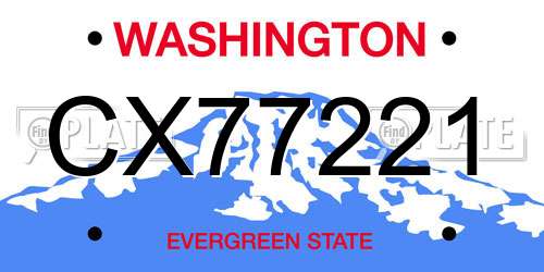 CX77221 Washington License Plate