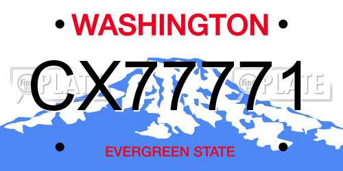 CX77771 Washington License Plate