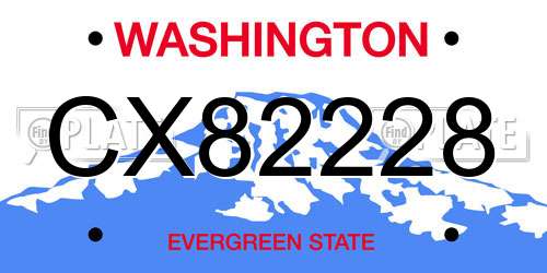 CX82228 Washington License Plate