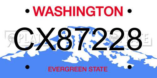 CX87228 Washington License Plate