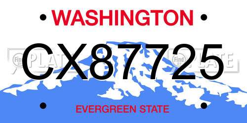 CX87725 Washington License Plate