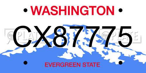 CX87775 Washington License Plate
