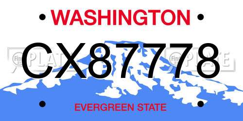 CX87778 Washington License Plate