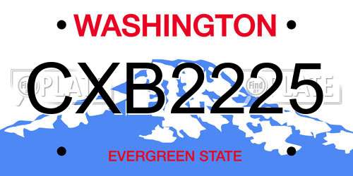 CXB2225 Washington License Plate