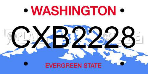 CXB2228 Washington License Plate