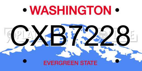 CXB7228 Washington License Plate