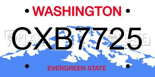 CXB7725 Washington License Plate