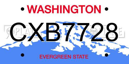 CXB7728 Washington License Plate