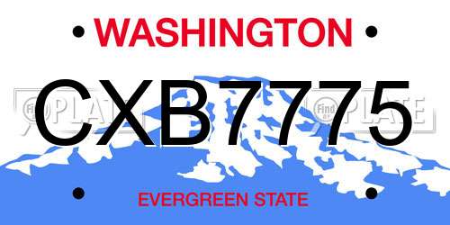 CXB7775 Washington License Plate