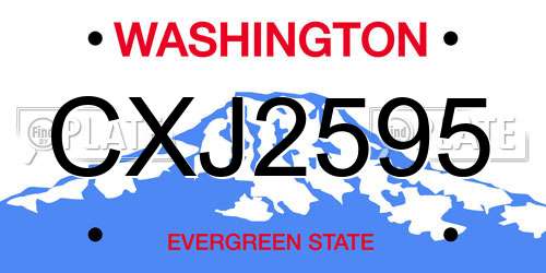 CXJ2595 Washington License Plate