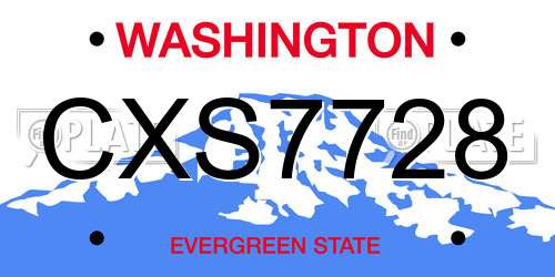 CXS7728 Washington License Plate