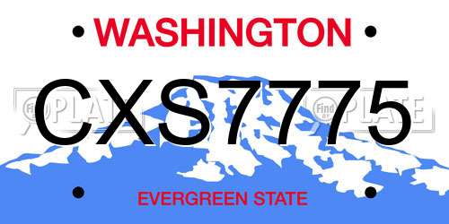 CXS7775 Washington License Plate