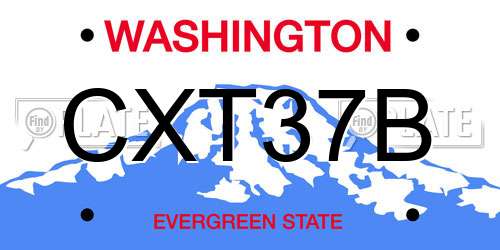 CXT37B Washington License Plate