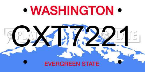 CXT7221 Washington License Plate