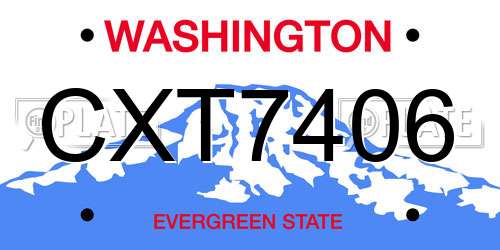 CXT7406 Washington License Plate