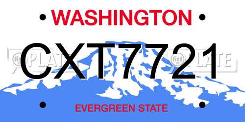 CXT7721 Washington License Plate