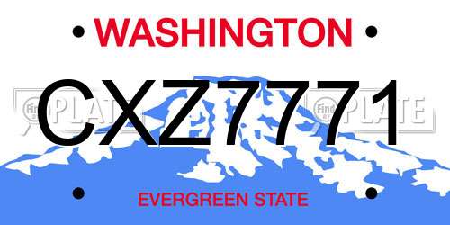 CXZ7771 Washington License Plate