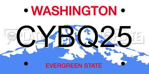 CYBQ25 Washington License Plate