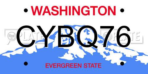 CYBQ76 Washington License Plate