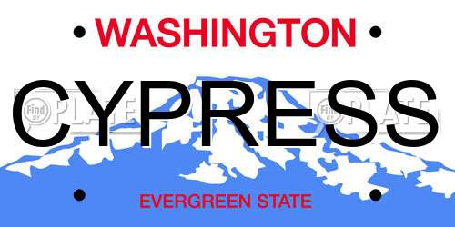 CYPRESS Washington License Plate