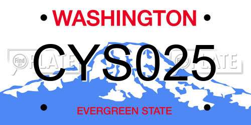 CYS025 Washington License Plate