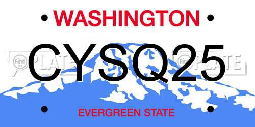 CYSQ25 Washington License Plate