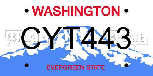 CYT443 Washington License Plate