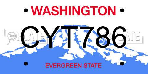 CYT786 Washington License Plate