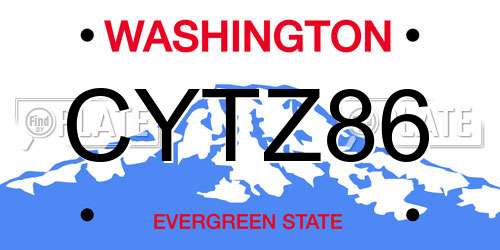 CYTZ86 Washington License Plate