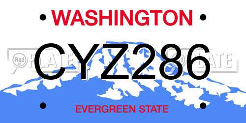 CYZ286 Washington License Plate
