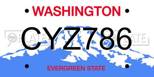 CYZ786 Washington License Plate