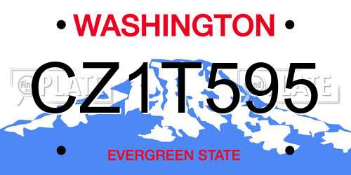 CZ1T595 Washington License Plate
