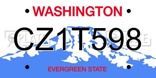 CZ1T598 Washington License Plate