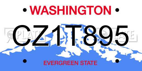 CZ1T895 Washington License Plate