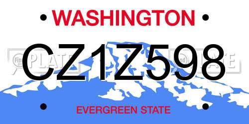 CZ1Z598 Washington License Plate