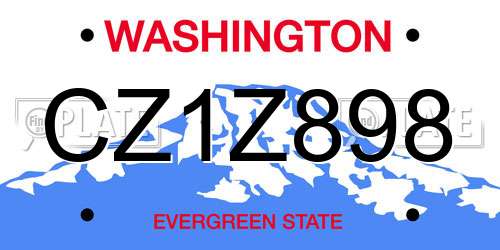 CZ1Z898 Washington License Plate