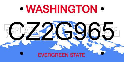 CZ2G965 Washington License Plate
