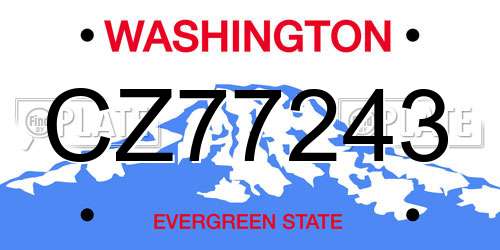 CZ77243 Washington License Plate