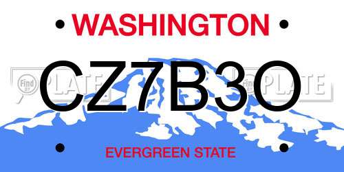 CZ7B3O Washington License Plate