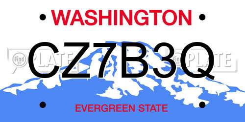CZ7B3Q Washington License Plate