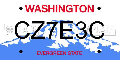 CZ7E3C Washington License Plate