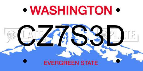 CZ7S3D Washington License Plate